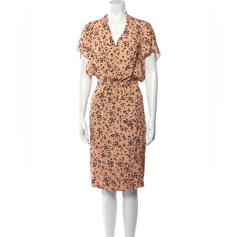 Cupcakes and Cashmere Women’s Summer Peach Midi Dress Animal Print Size Large